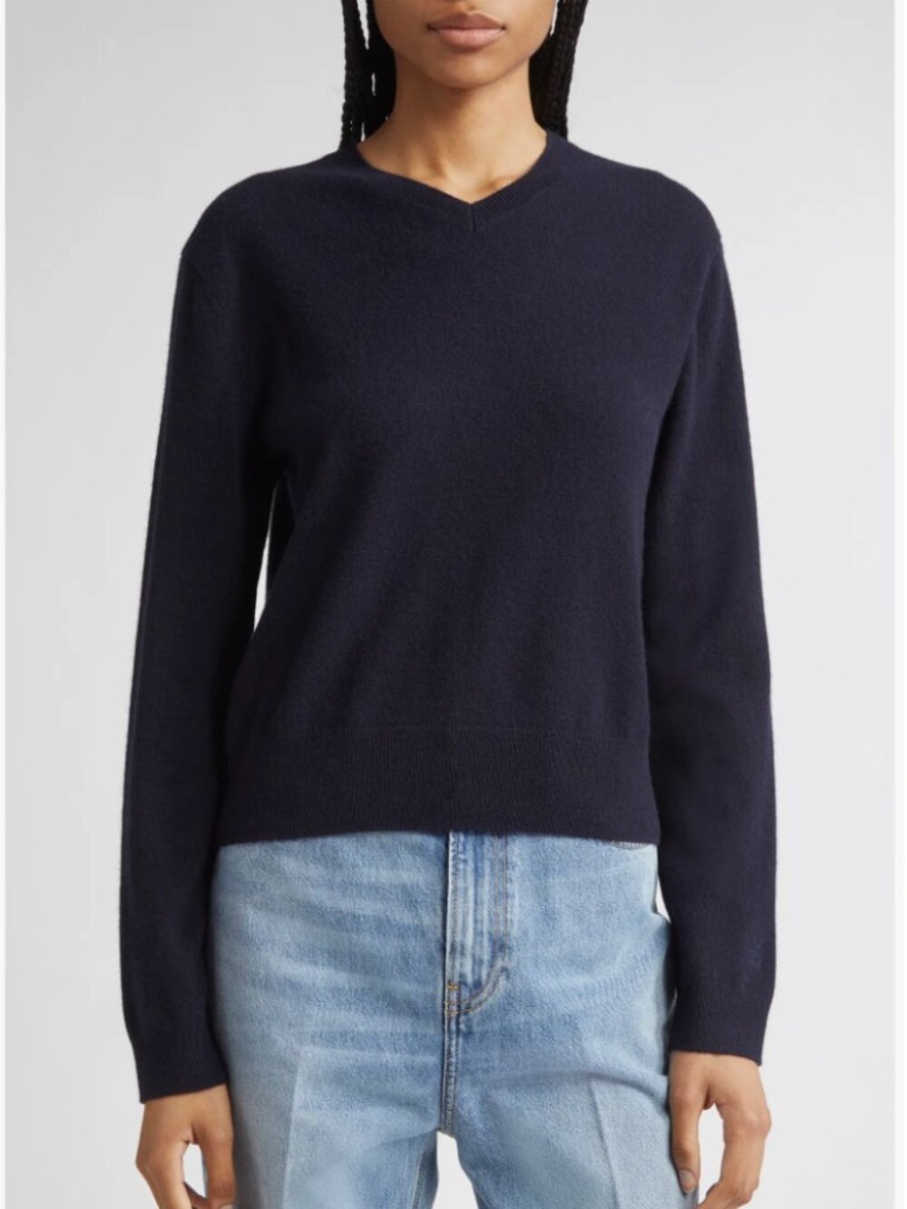 Toteme Classic V-Neck Navy Cashmere Sweater NEW sz. Small